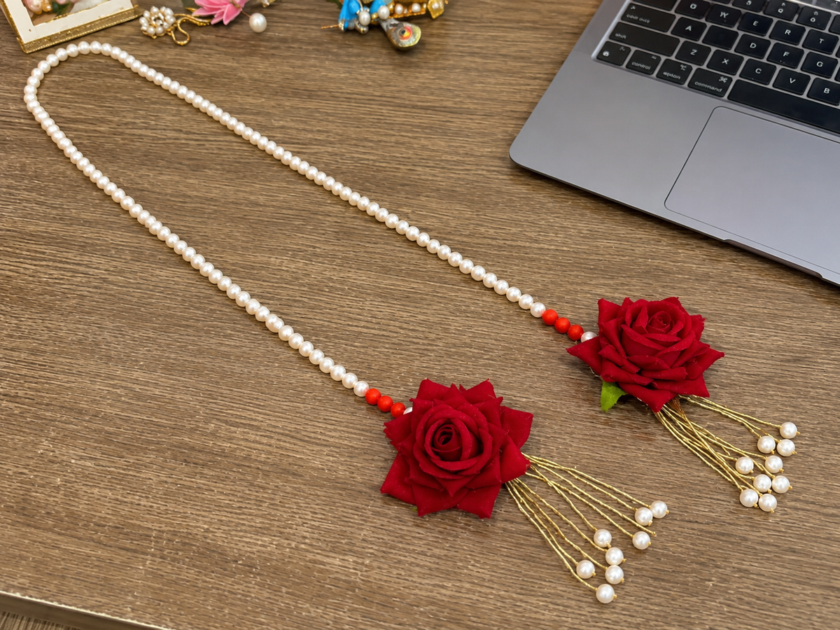Pearl Rose Flower Welcome Stole