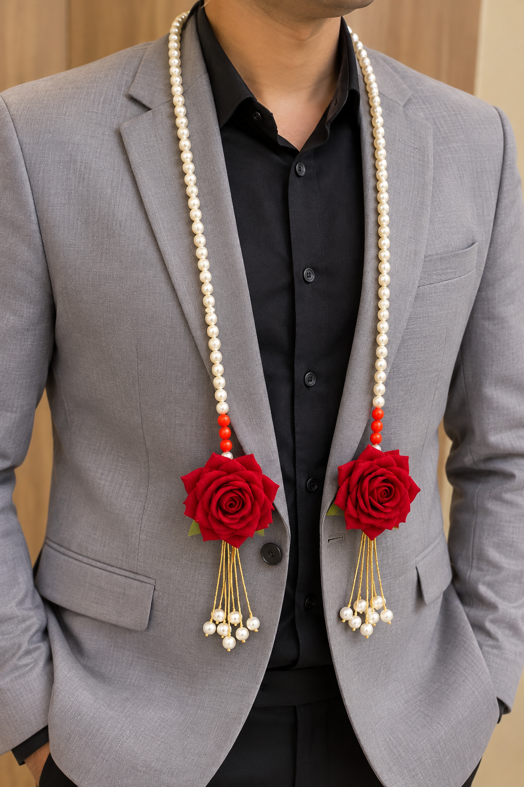 Pearl Rose Flower Welcome Stole