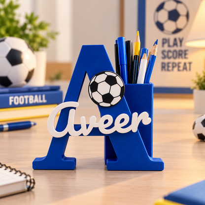 Personalised Football Name &amp; Initial Pen Stand ⚽✨