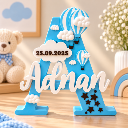 Baby Boy Birth Announcement Personalised 3D Printed Name Stand
