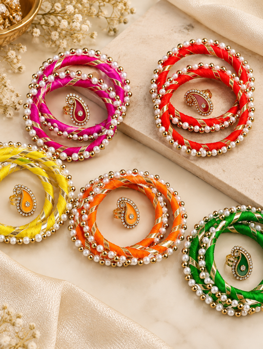 Thread Work Bangles & Adjustable Ring Set