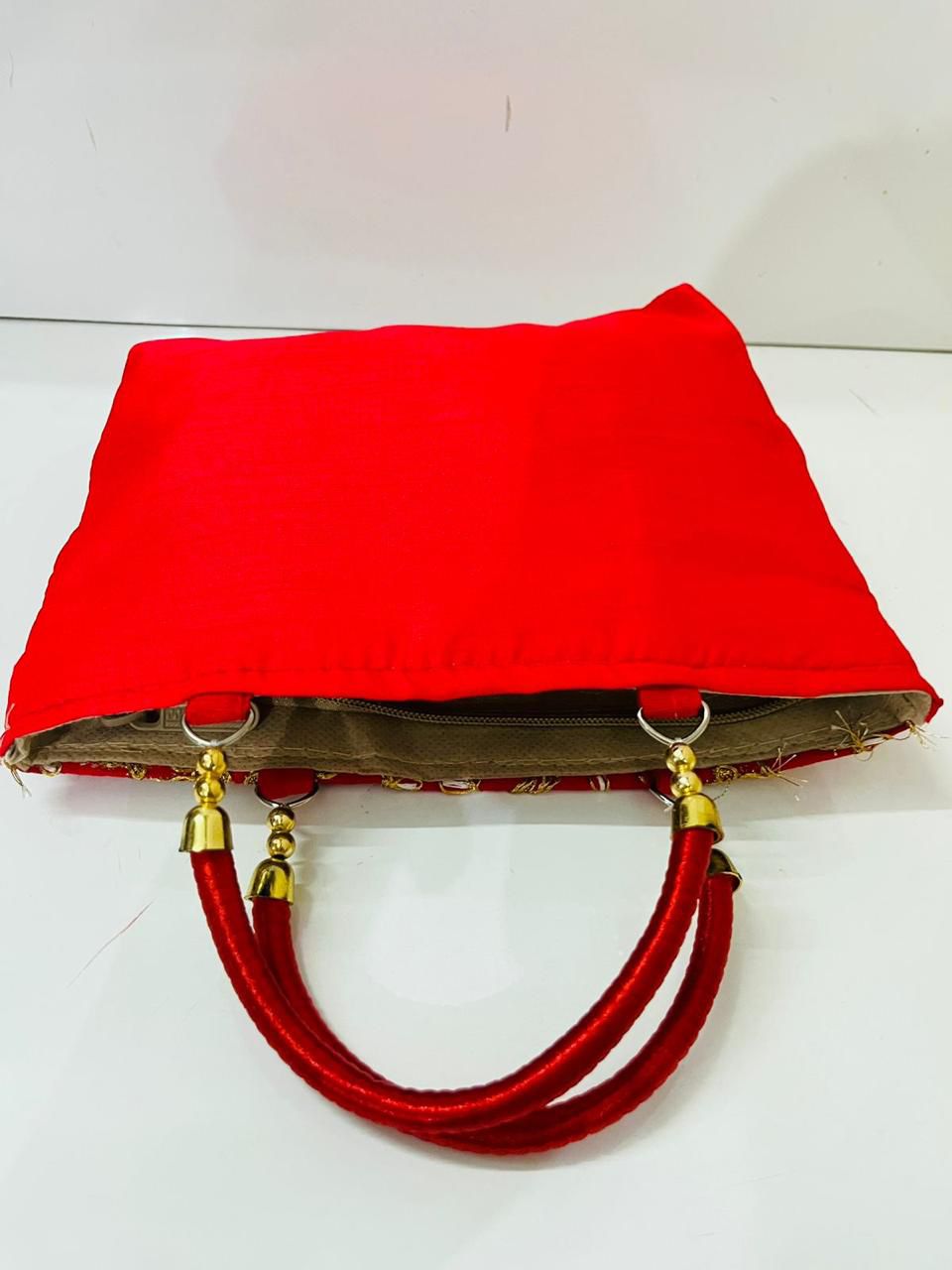 Zari work handle zipper bag