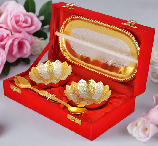 Dual tone Bowl spoon tray set