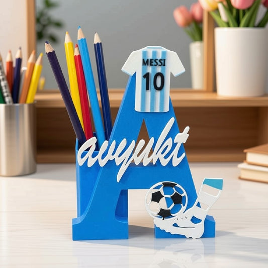 Personalised Football Name & Initial Pen Stand ⚽